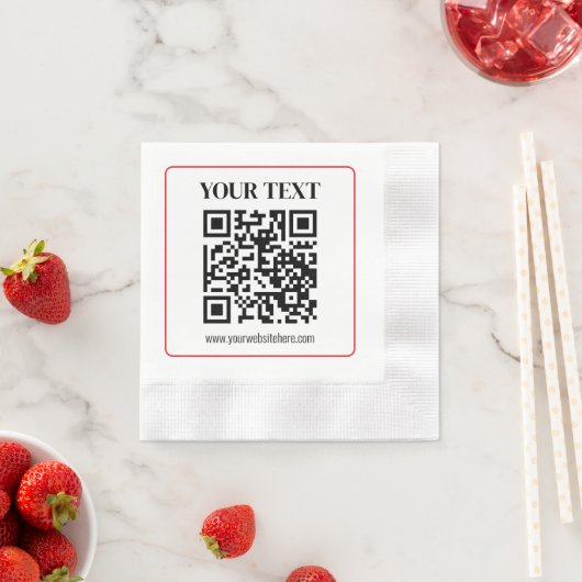 Einfacher Schwarz-Weiß-QR-Code mit rotem Rand Serviette (Beispiel)