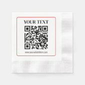 Einfacher Schwarz-Weiß-QR-Code mit rotem Rand Serviette (Vorderseite)