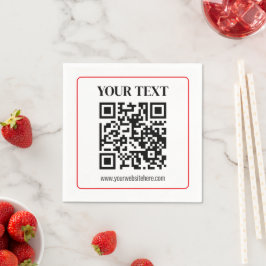 Einfacher Schwarz-Weiß-QR-Code mit rotem Rand Serviette