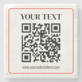 Einfacher Schwarz-Weiß-QR-Code mit rotem Rand Steinuntersetzer