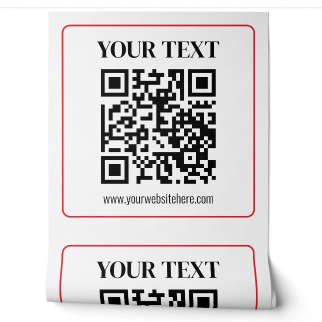 Einfacher Schwarz-Weiß-QR-Code mit rotem Rand Tapete (Abrollen)