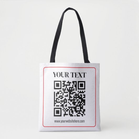 Einfacher Schwarz-Weiß-QR-Code mit rotem Rand Tasche (Vorderseite)
