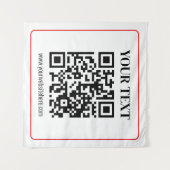 Einfacher Schwarz-Weiß-QR-Code mit rotem Rand Wandteppich (Vorderseite (Horizontal))