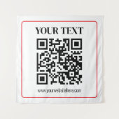 Einfacher Schwarz-Weiß-QR-Code mit rotem Rand Wandteppich (Vorderseite)