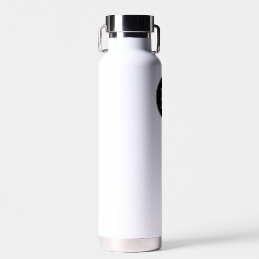 Einfacher Schwarz-weißer Monogramm-Zoll Trinkflasche (Vorne)