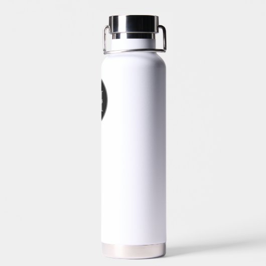 Einfacher Schwarz-weißer Monogramm-Zoll Trinkflasche (Rückseite)