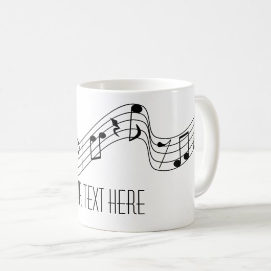 Einfacher Schwarz-weißer Musiknoten-individueller Kaffeetasse (VorderseiteRechts)
