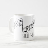 Einfacher Schwarz-weißer Musiknoten-individueller Kaffeetasse (Vorderseite Links)