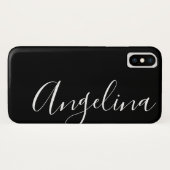 Einfacher Schwarz-weißer Skriptname Case-Mate iPhone Hülle (Rückseite (Horizontal))