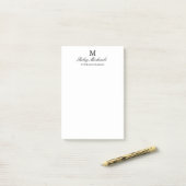 Einfacher schwarzer eleganter Monogramm-Name Titel Post-it Klebezettel (Auf Schreibtisch)
