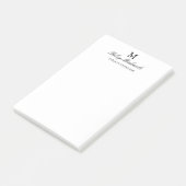 Einfacher schwarzer eleganter Monogramm-Name Titel Post-it Klebezettel (angewinkelt)
