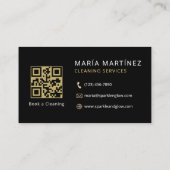 Einfacher Schwarzer Gold-Haushaltsservice-QR-Code Visitenkarte (Rückseite)
