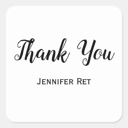 einfacher schwarzer Kalligraphie-Abschluss Quadratischer Aufkleber (Vorderseite)