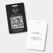 Einfacher schwarzer QR-Code-Mitarbeiterausweis Ausweis (Vorder- & Rückseite)