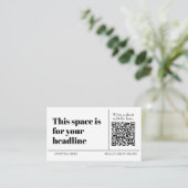 Einfacher schwarzer und weißer QR-Code individuell Visitenkarte (Stehend Vorderseite)