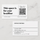 Einfacher schwarzer und weißer QR-Code individuell Visitenkarte (Vorne/Hinten)