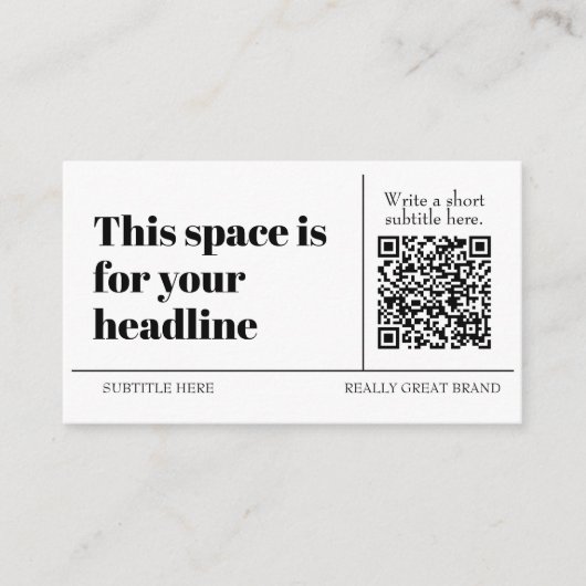 Einfacher schwarzer und weißer QR-Code individuell Visitenkarte (Vorderseite)