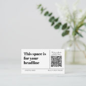 Einfacher Schwarzer & Weißer QR-Code Anpassbar Mod Visitenkarte (Stehend Vorderseite)