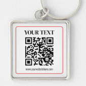 Einfacher Schwarzweiß-QR-Code mit rotem Rand Schlüsselanhänger (Vorne)