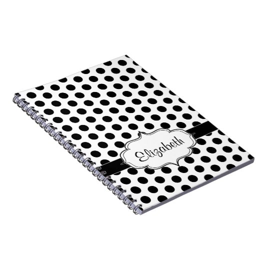Einfacher Schwarzweiss-Tupfen-grundlegendes Muster Notizblock (Rechte Seite)