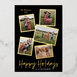 Einfacher Script Happy Holidays 5 Foto Collage Folien Feiertagskarte