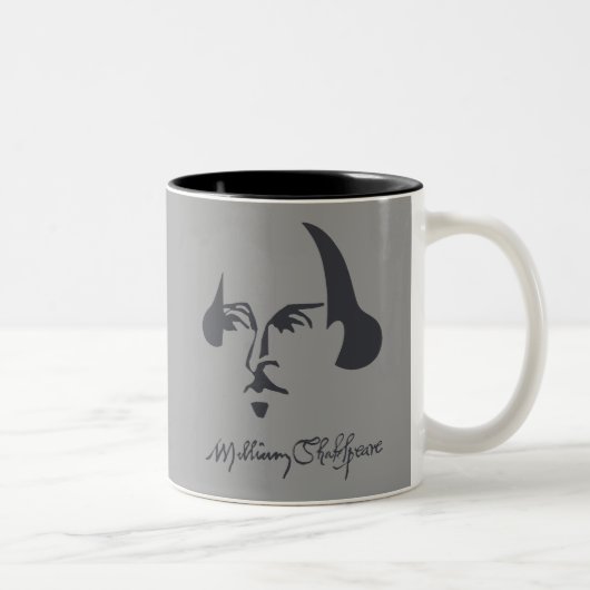 Einfacher Shakespeare mit Unterzeichnung Zweifarbige Tasse (Rechts)