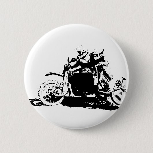 Einfacher Sidecarcross Entwurf Button (Vorderseite)
