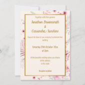 EINFACHER SILBERPINK GOLD FLORAL WEDGOLD EINLADUNG (Vorderseite)