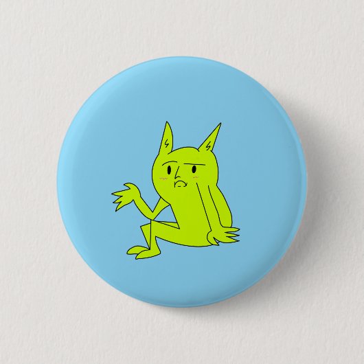 Einfacher Sitzender Goblin-Knopf Button (Vorderseite)