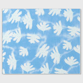 EINFACHER SKLAUBBLAU MIT WEISSEN BLÄTTER WASSERFAR GESCHENKPAPIER (Flach)