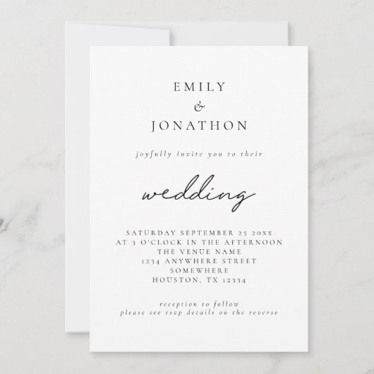 Einfacher Skript-QR-Code zur Hochzeit Einladung (Vorderseite)