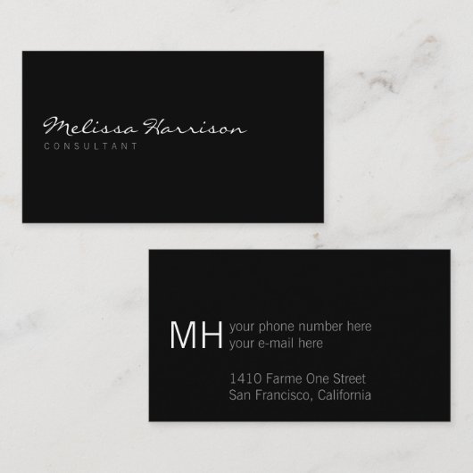 Einfacher Skriptname beruflich schwarz Visitenkarte (Vorne/Hinten)