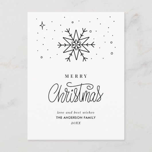 Einfacher Snowflake-Minimal Feiertagspostkarte (Vorderseite)