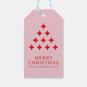 Einfacher Sternenbaum pink rot Frohe Weihnachten Geschenkanhänger