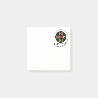 Einfacher stilisierter Musikplayer mit Food-Icons Post-it Klebezettel