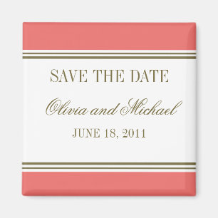 Einfacher Streifen-Korallen-Save the Date Magnet