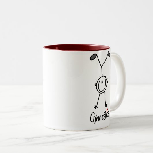 Einfacher StrichmännchenGymnast Zweifarbige Tasse (VorderseiteRechts)