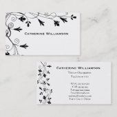 Einfacher Strudel-Schwarz-weiße Blumenrebe-Grenze Visitenkarte (Vorne/Hinten)