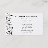 Einfacher Strudel-Schwarz-weiße Blumenrebe-Grenze Visitenkarte (Rückseite)