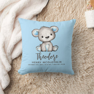 Einfacher süßer blauer Bär Baby Junge Kissen