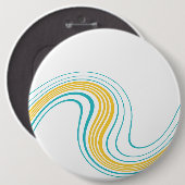 Einfacher Swirl - Türkis und Gelb Button (Vorne & Hinten)