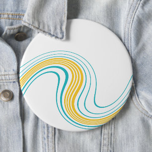 Einfacher Swirl - Türkis und Gelb Button