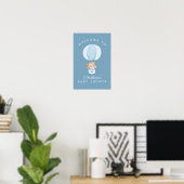 Einfacher Teddybär Blauer Ballon Poster (Heimbüro)