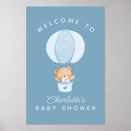 Einfacher Teddybär Blauer Ballon Poster (Vorne)