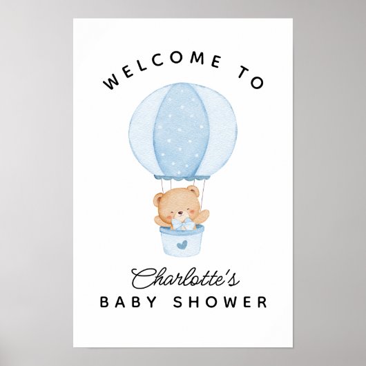 Einfacher Teddybär Blauer Ballon Poster (Vorne)