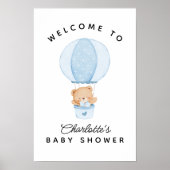 Einfacher Teddybär Blauer Luftballon Poster (Vorne)