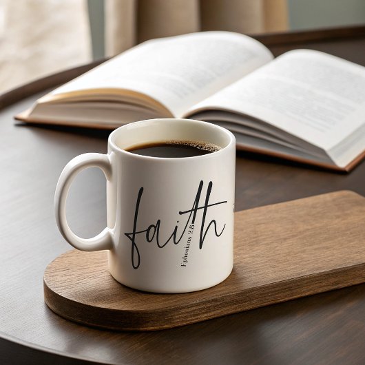 Einfacher Text der Black Faith Bible Verse Calligr Kaffeetasse