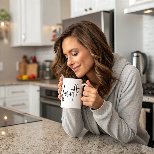 Einfacher Text der Black Faith Bible Verse Calligr Kaffeetasse