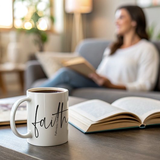 Einfacher Text der Black Faith Bible Verse Calligr Kaffeetasse