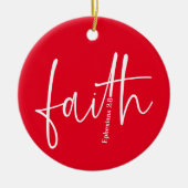 Einfacher Text der Red Faith Bible Verse Calligrap Keramik Ornament (Vorne)